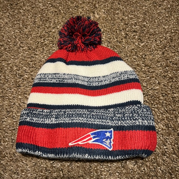 Other - Patriots Red, White & Navy Pom Pom Beanie